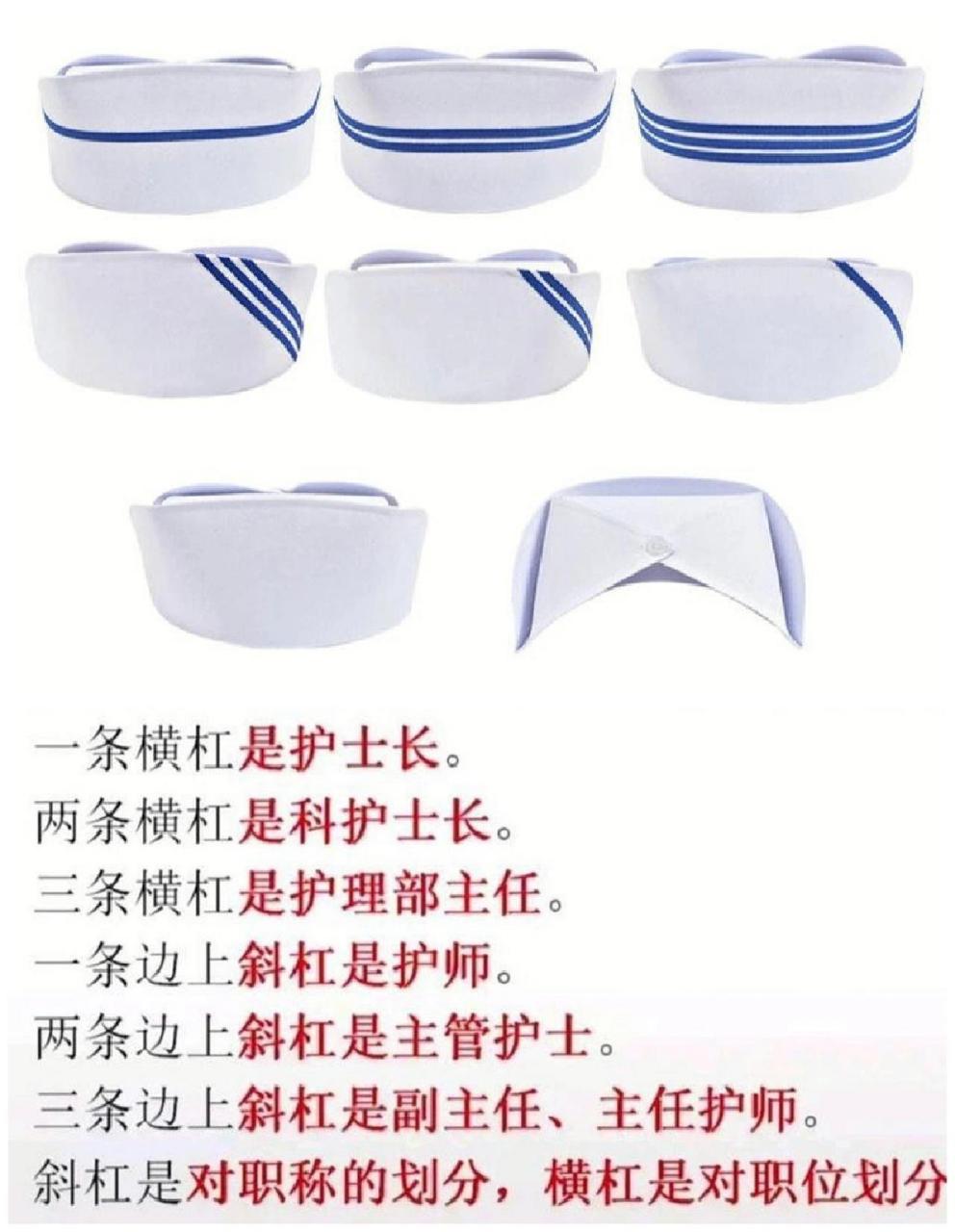 护士帽上的杠杠 做为一名资深医疗从业者,且我家"堂客"也是带杠的,咱