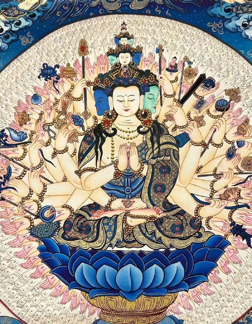千手千眼观音菩萨唐卡 尺寸72×53厘米(画芯64×45)pivan lama作品.