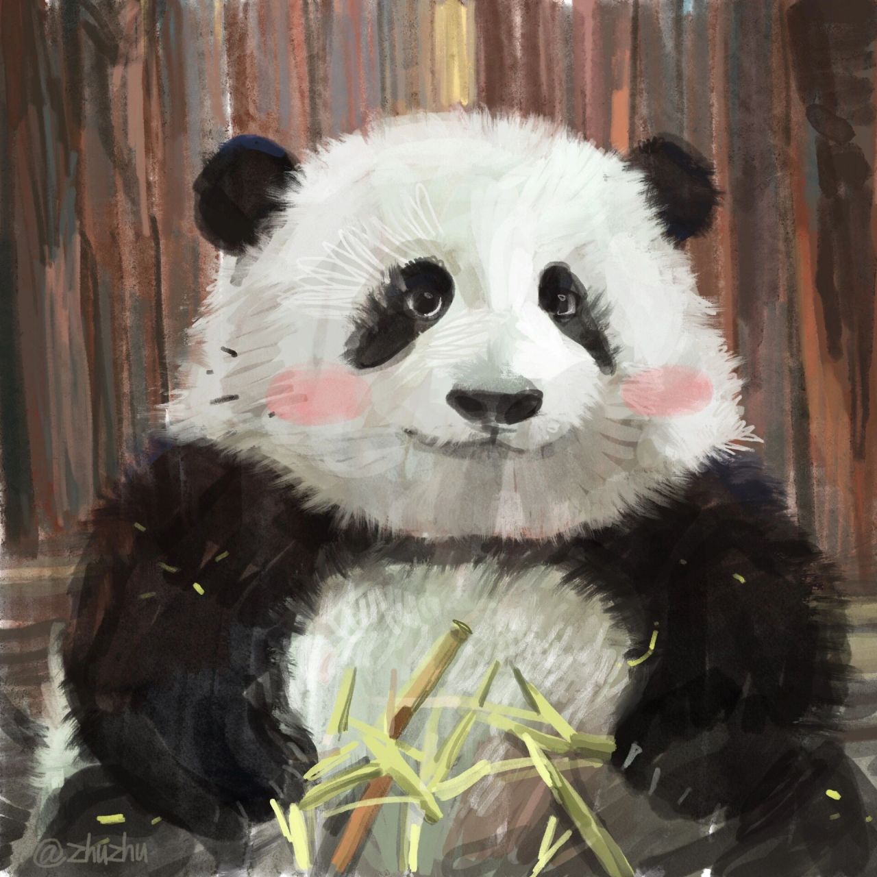 熊猫 96花花96     	 插画 by zhuzhu