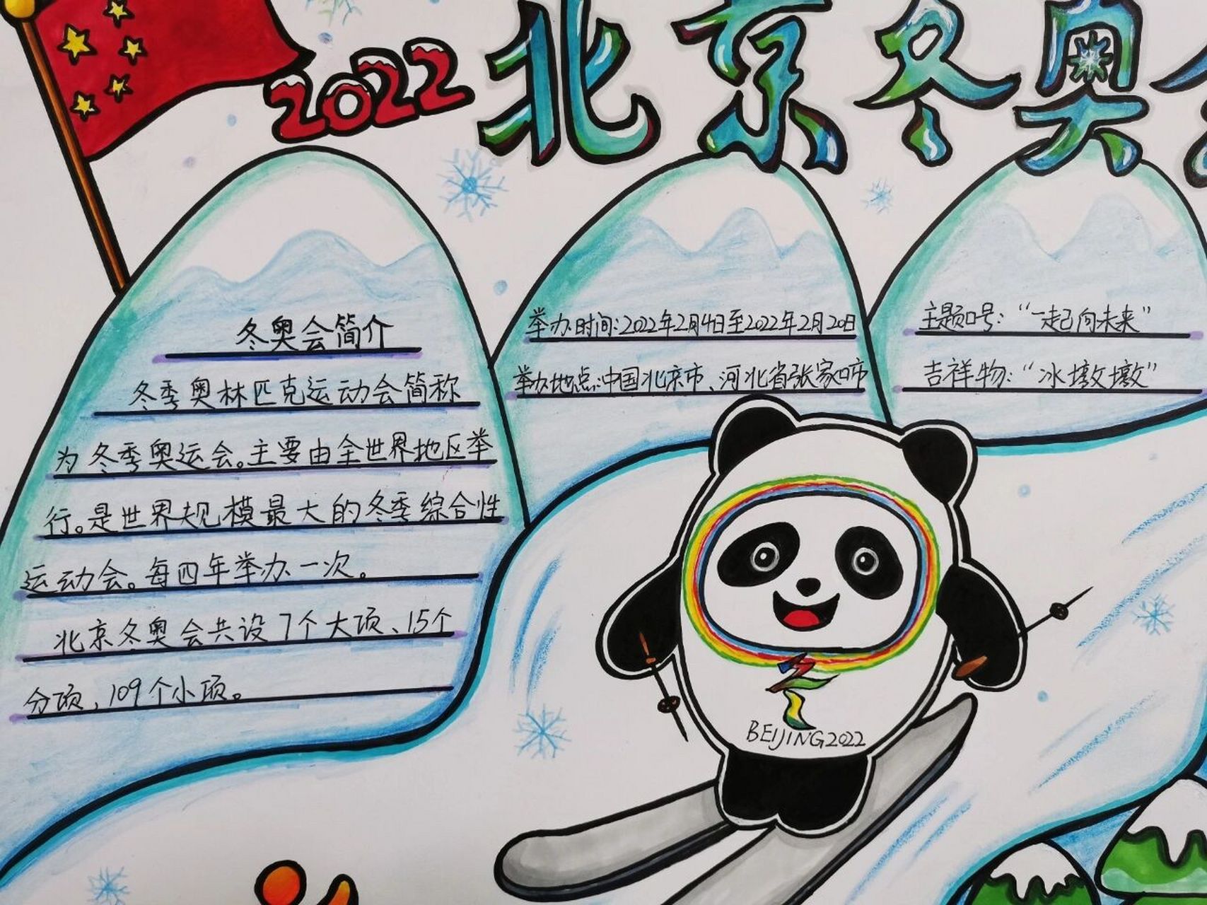 冬奥会手抄报 步骤图   冰墩墩太可爱了吧