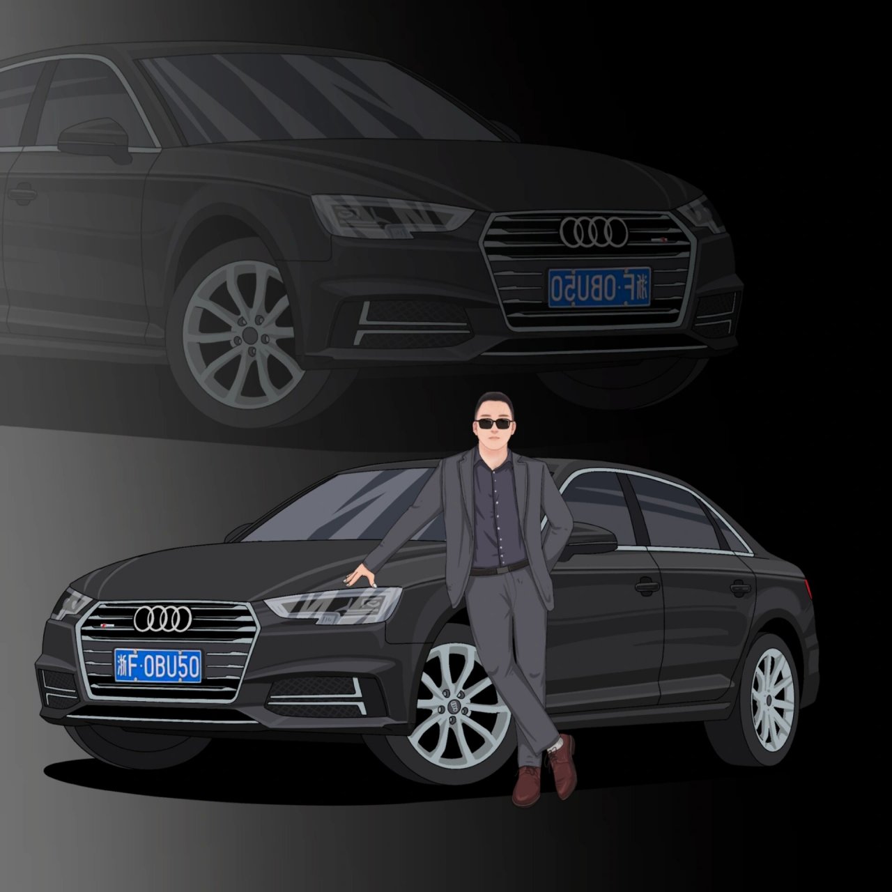奥迪a4l 头像手绘