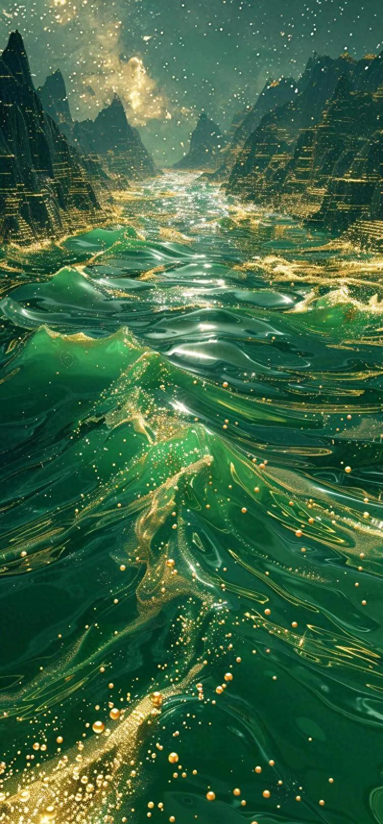 绿色系发财手机壁纸,如春风拂面,给忙碌的都市生活带来一抹生机盎然的