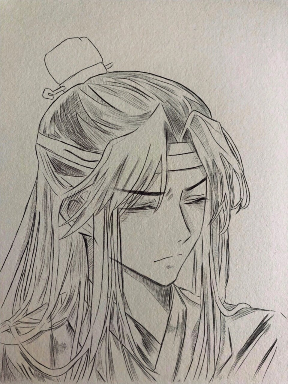 蓝忘机绘画过程 "我想带一人回云深不知处,带回去