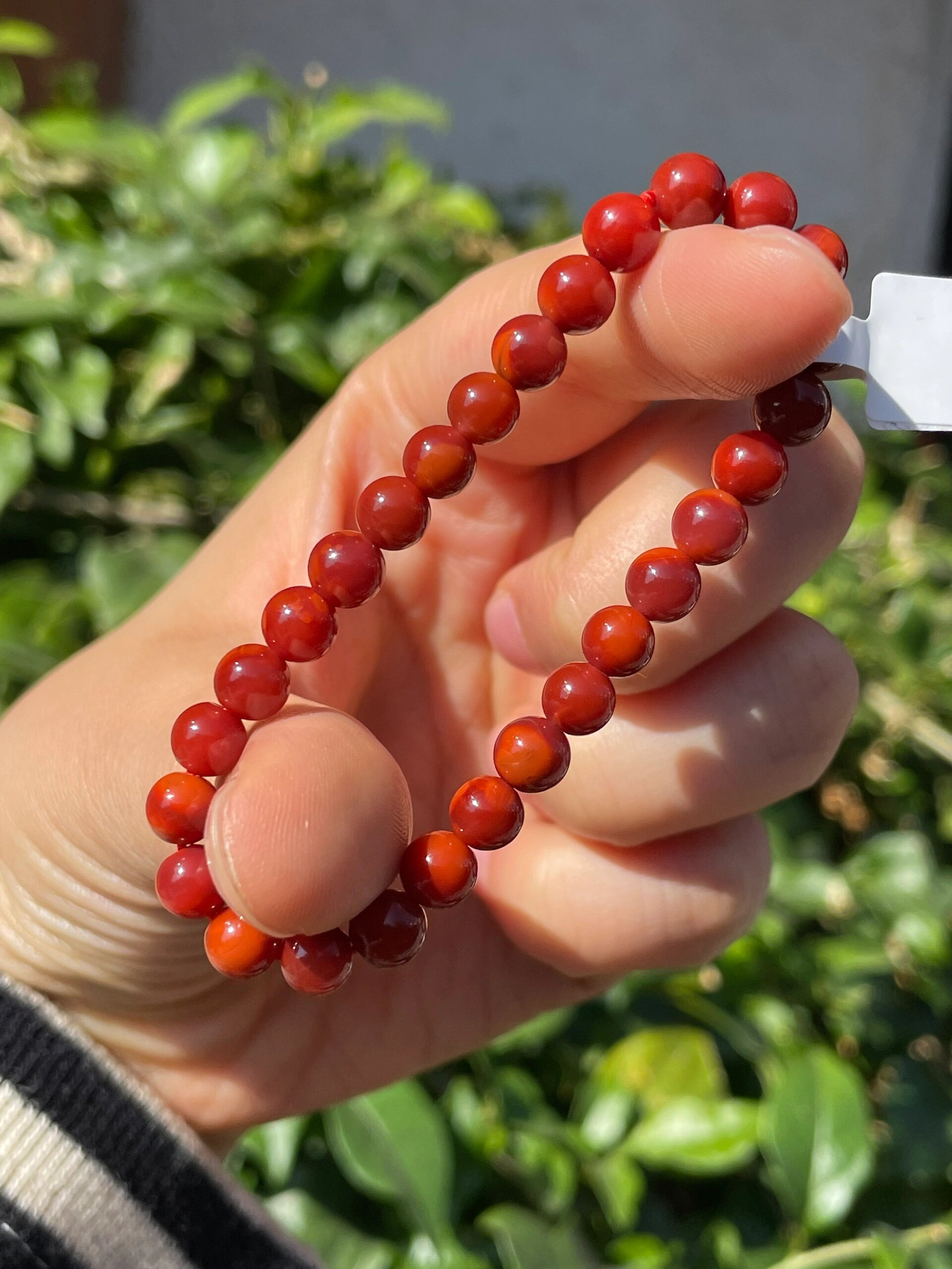 价7907515南红玫瑰红双色南红手串7515 全品纯天然无胶无优化