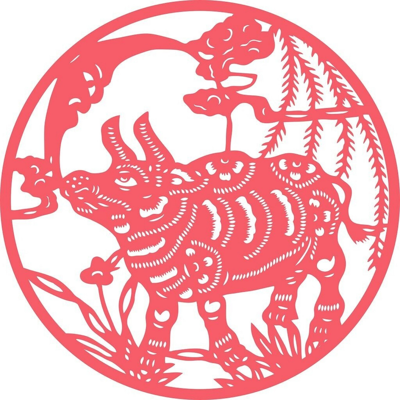 牛年剪纸图案 还有70天就要到牛年了 新的一年祝大家健康平安 90牛