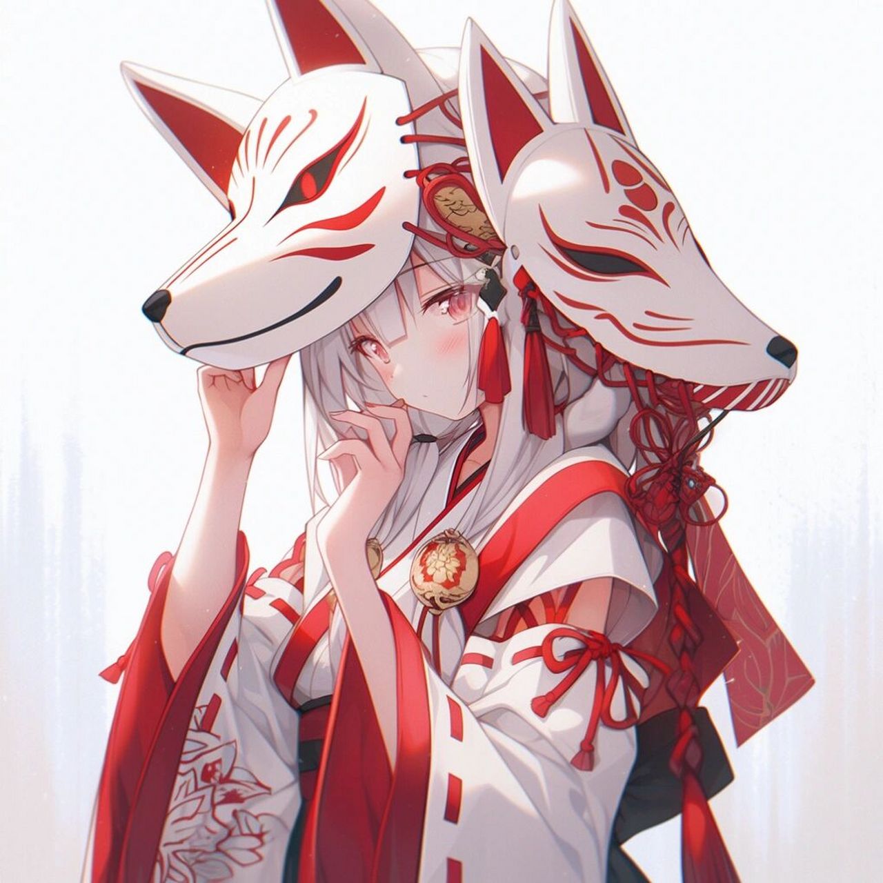 扭扭我发布的第一个作品就是狐狸面具女生头像,这次算是同类型复柯镲