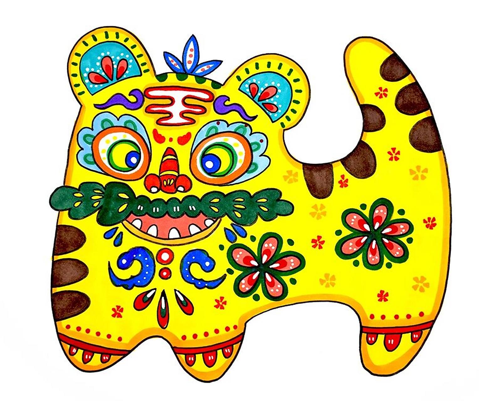 儿童画教程|传统民间工艺品吉祥的布老虎 【教学重难点】 7315 1.