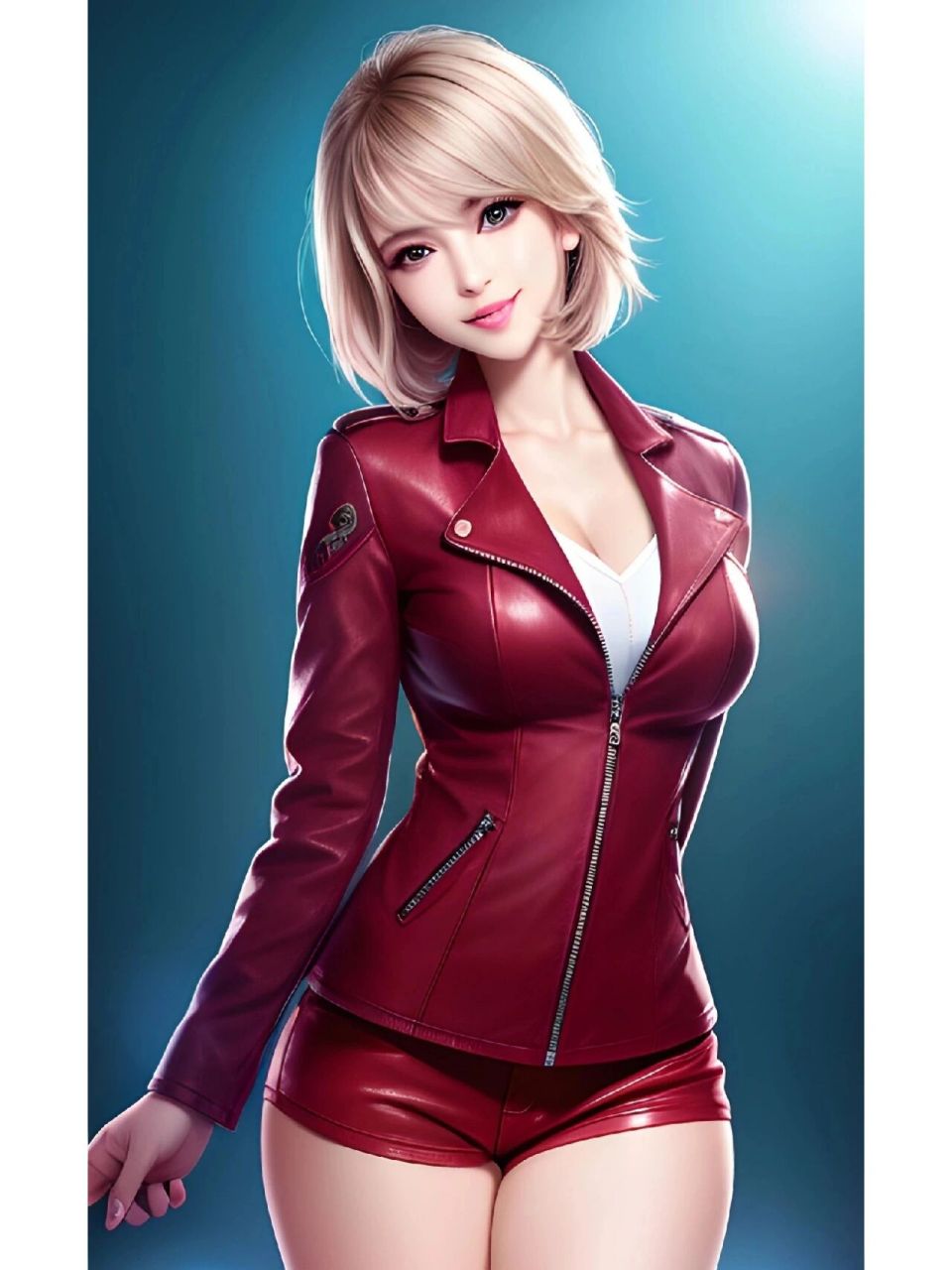 ai绘画壁纸 皮衣美少女