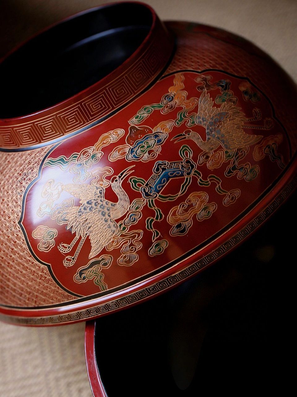 大漆戗金填彩 「福禄大吉 西番莲宝盒」 非遗大漆古法脱胎工艺,工序