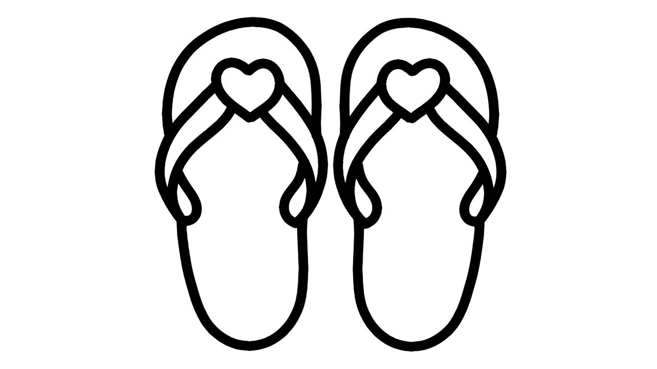 02【简笔画素材分享25】6双卡通拖鞋 分享6款卡通拖鞋高清线稿素材