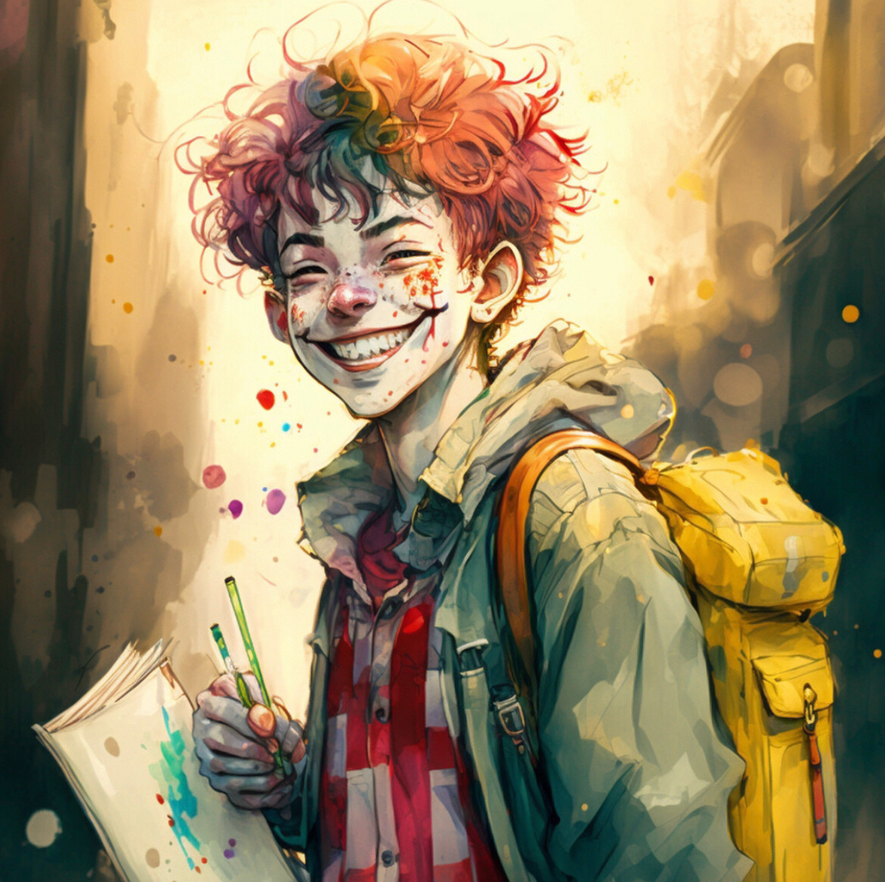 励志又阳光的帅气小丑头像来了 这笑容仿佛能治愈一切,拿图后台滴滴