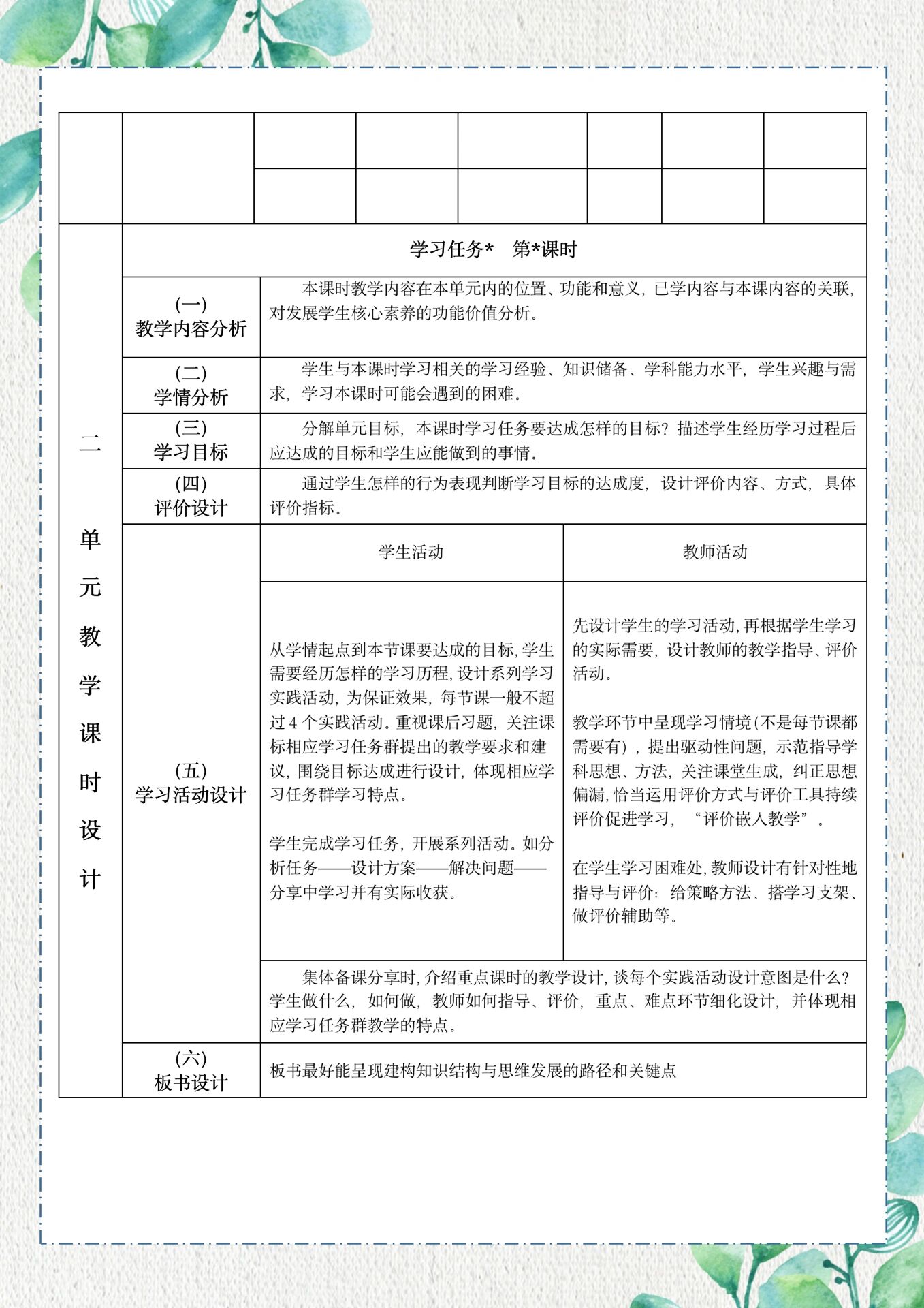 大单元集体备课流程