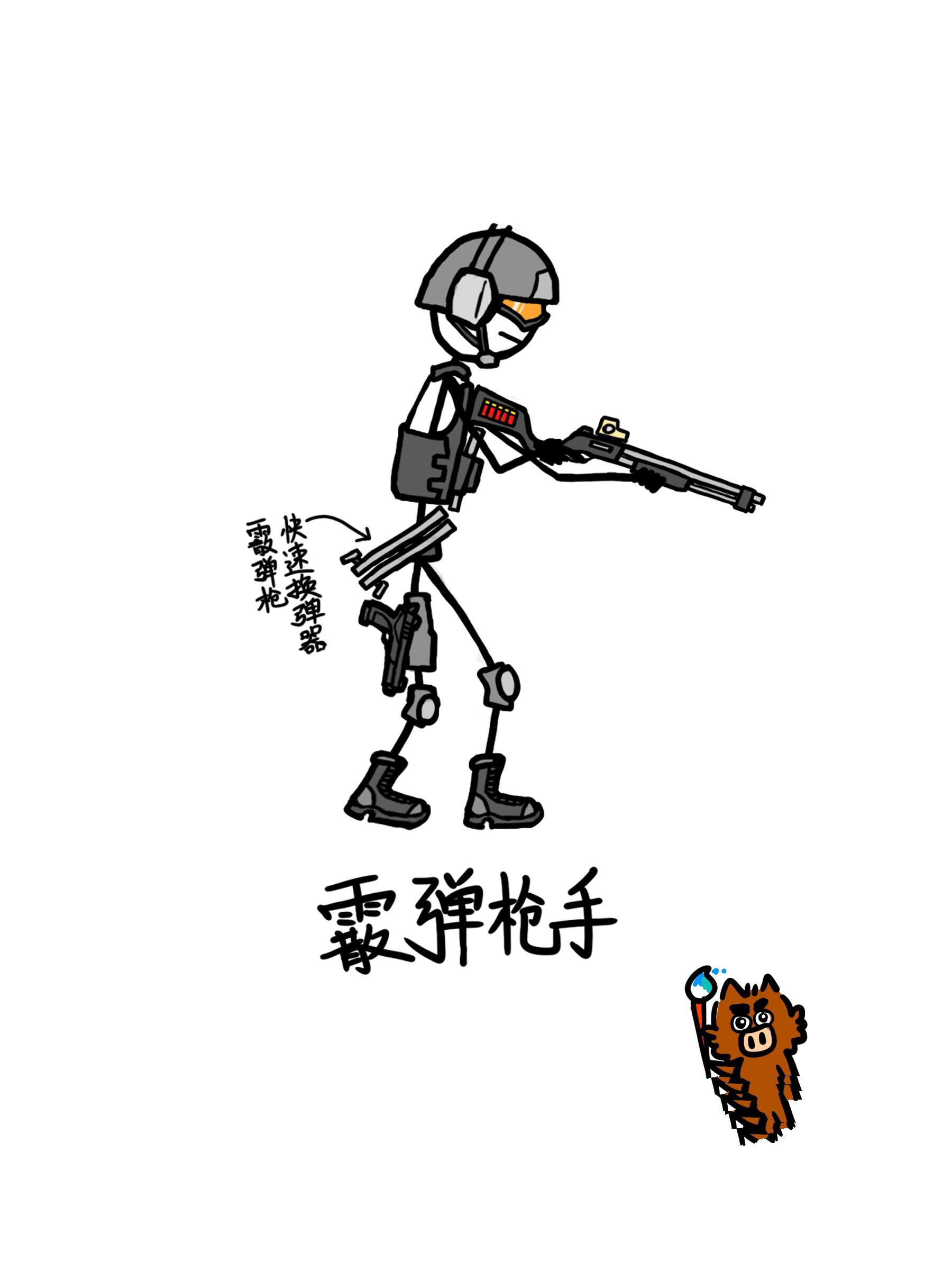 火柴人特种兵单兵装备战术小队简笔画儿童画 步枪手