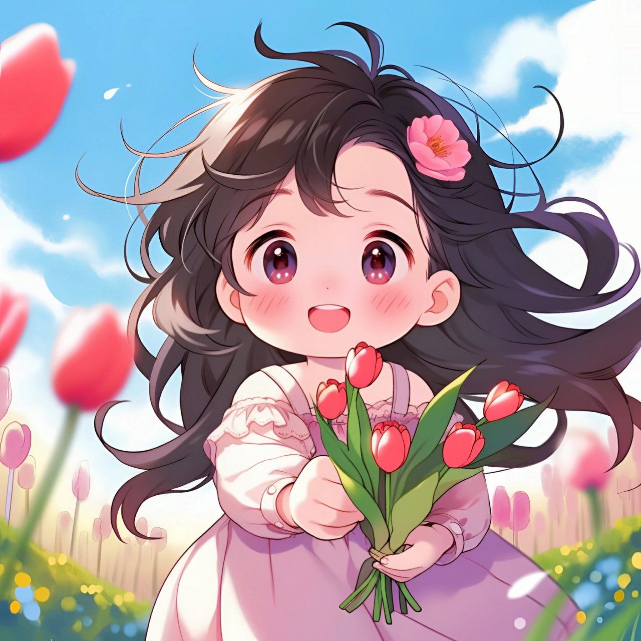 敲可爱的郁金香女生头像 郁金香花语:永恒的爱永恒的幸福,愿你遇到的