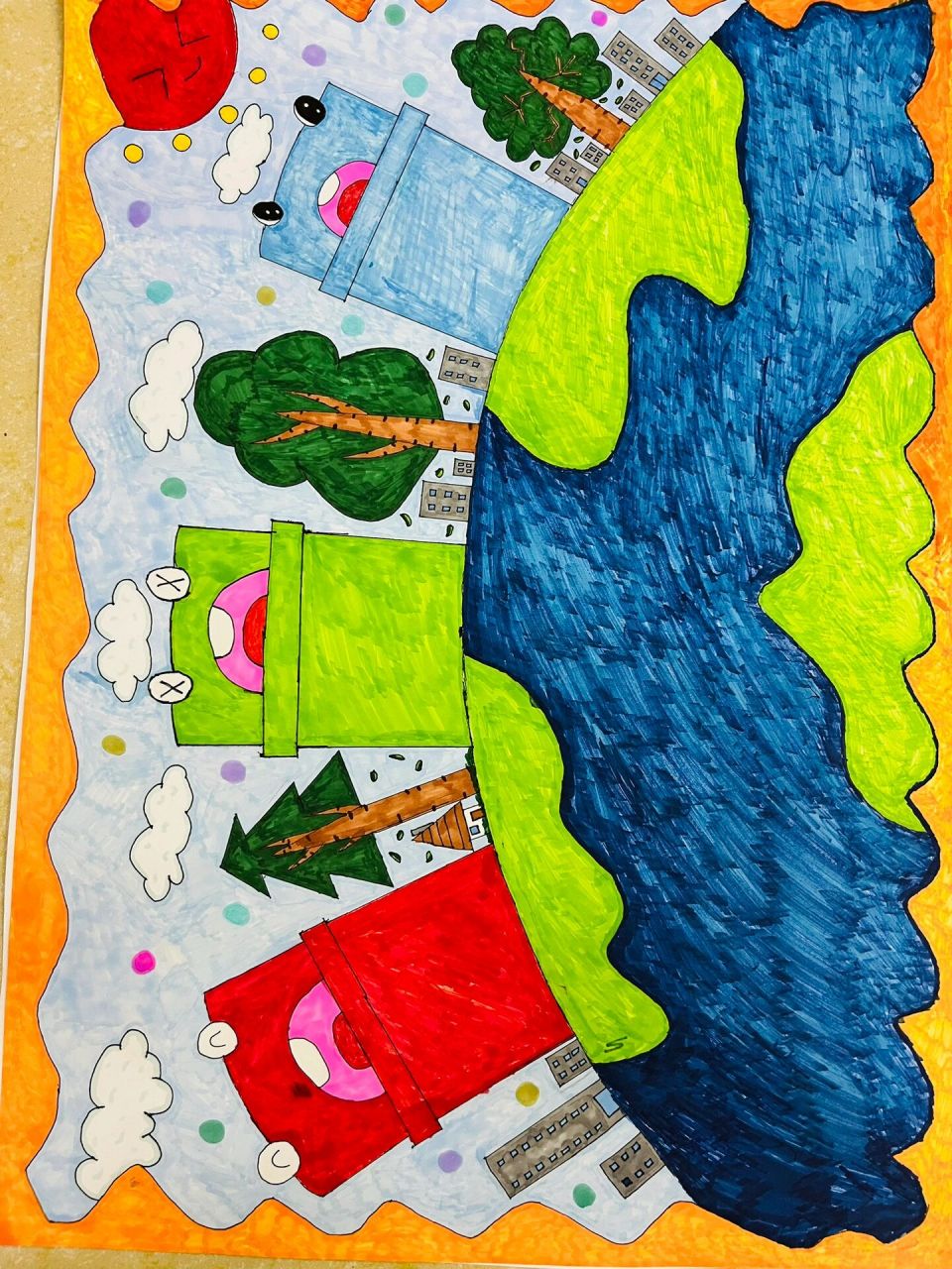 人与自然和谐共处现代化主题绘画 学生参赛作品