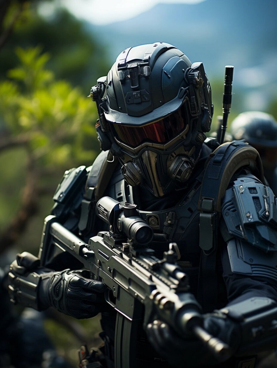 未来主义机械战甲设计|玄甲军|创意 未来主义机械战甲设计. 全身黑色.