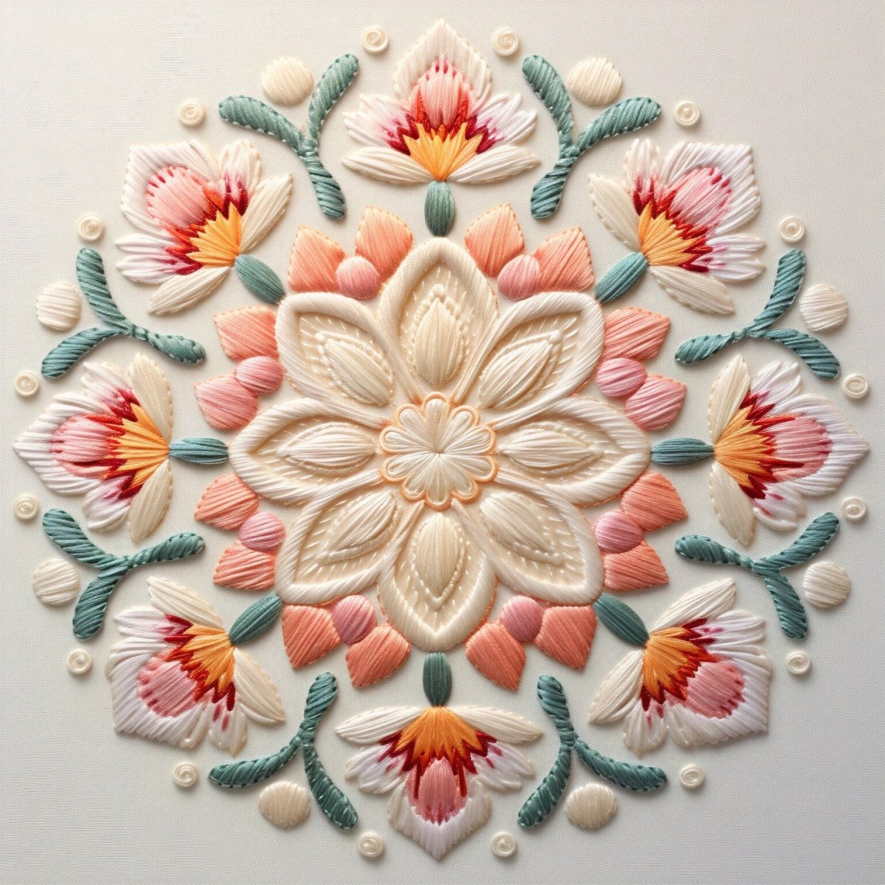 莲花纹饰图案刺绣