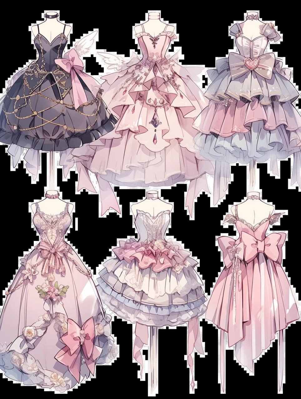 芭蕾舞礼服|oc服装设计婚纱手帐插画素材17 图源:midjourney