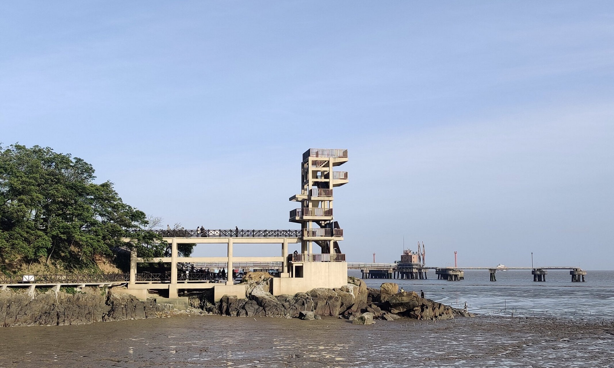 平湖乍浦 | 山湾渔村 汤山公园网红桥,去的时候去下午三四点,海水退潮