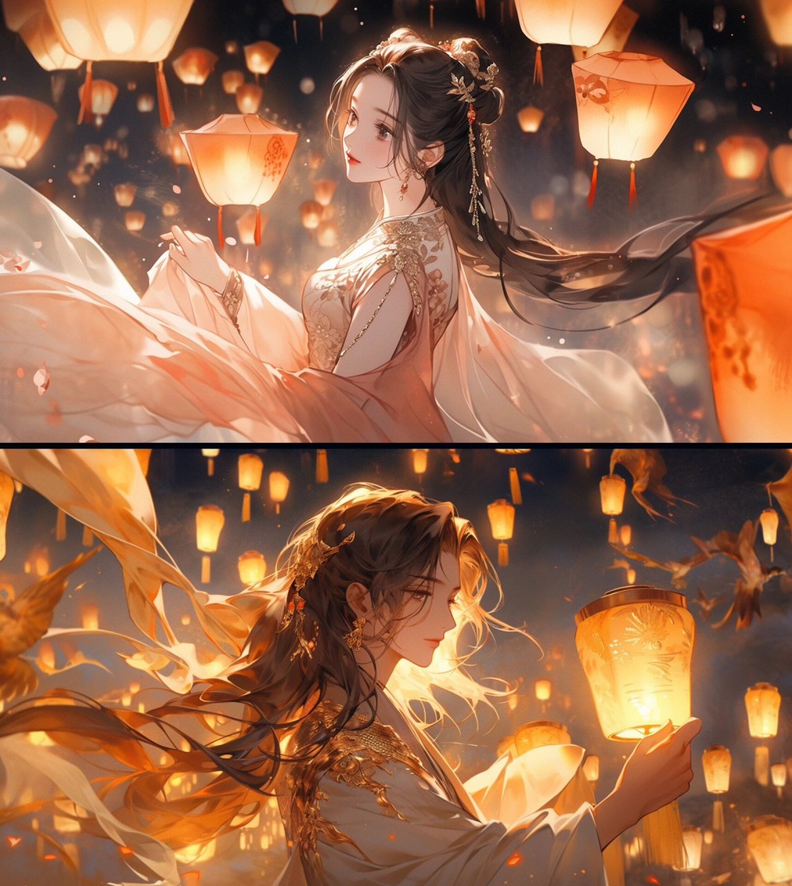 古风情侣壁纸|七夕灯会 迟到的七夕