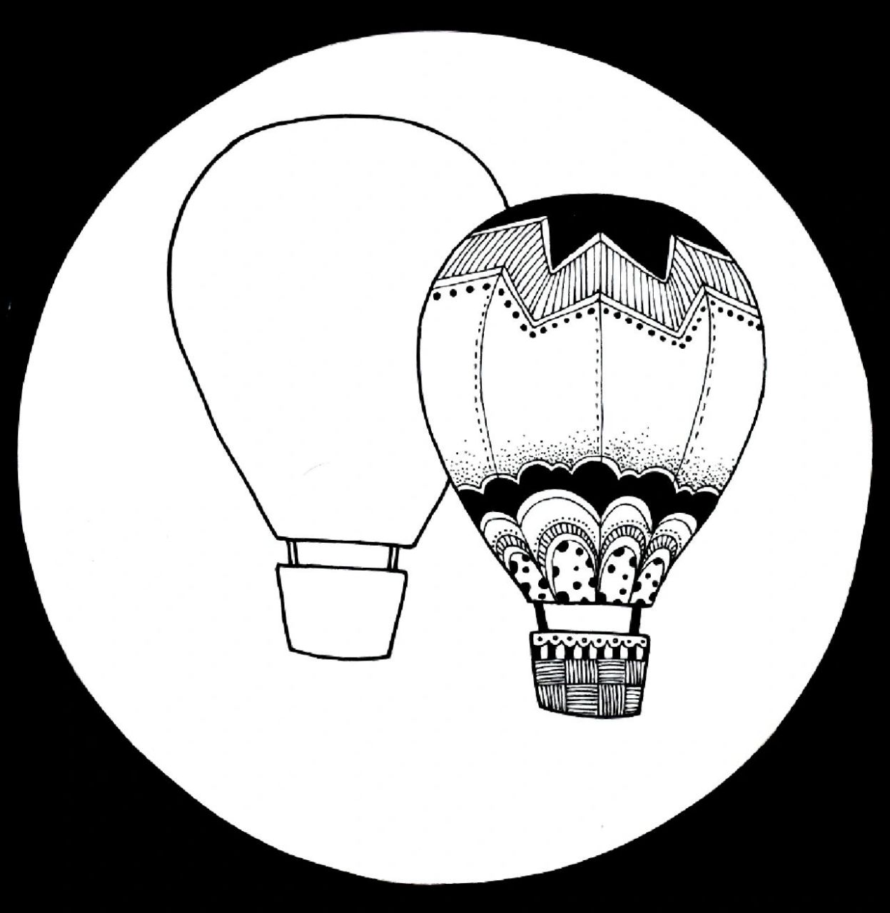 儿童画教程|线描热气球 【教学重难点】  了解热气球的历史,结构和