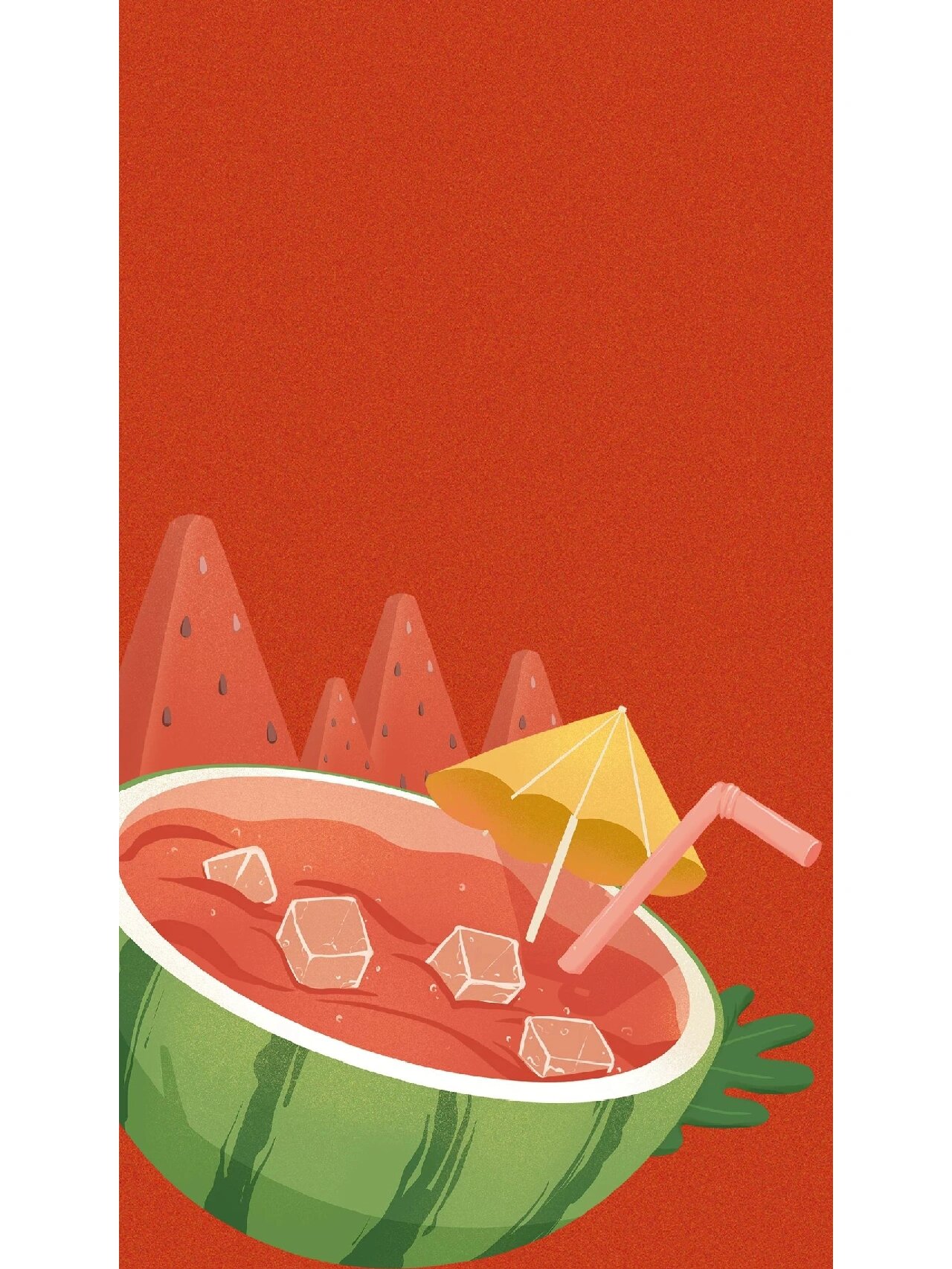 夏日创意西瓜91插画海报背景图|手机壁纸