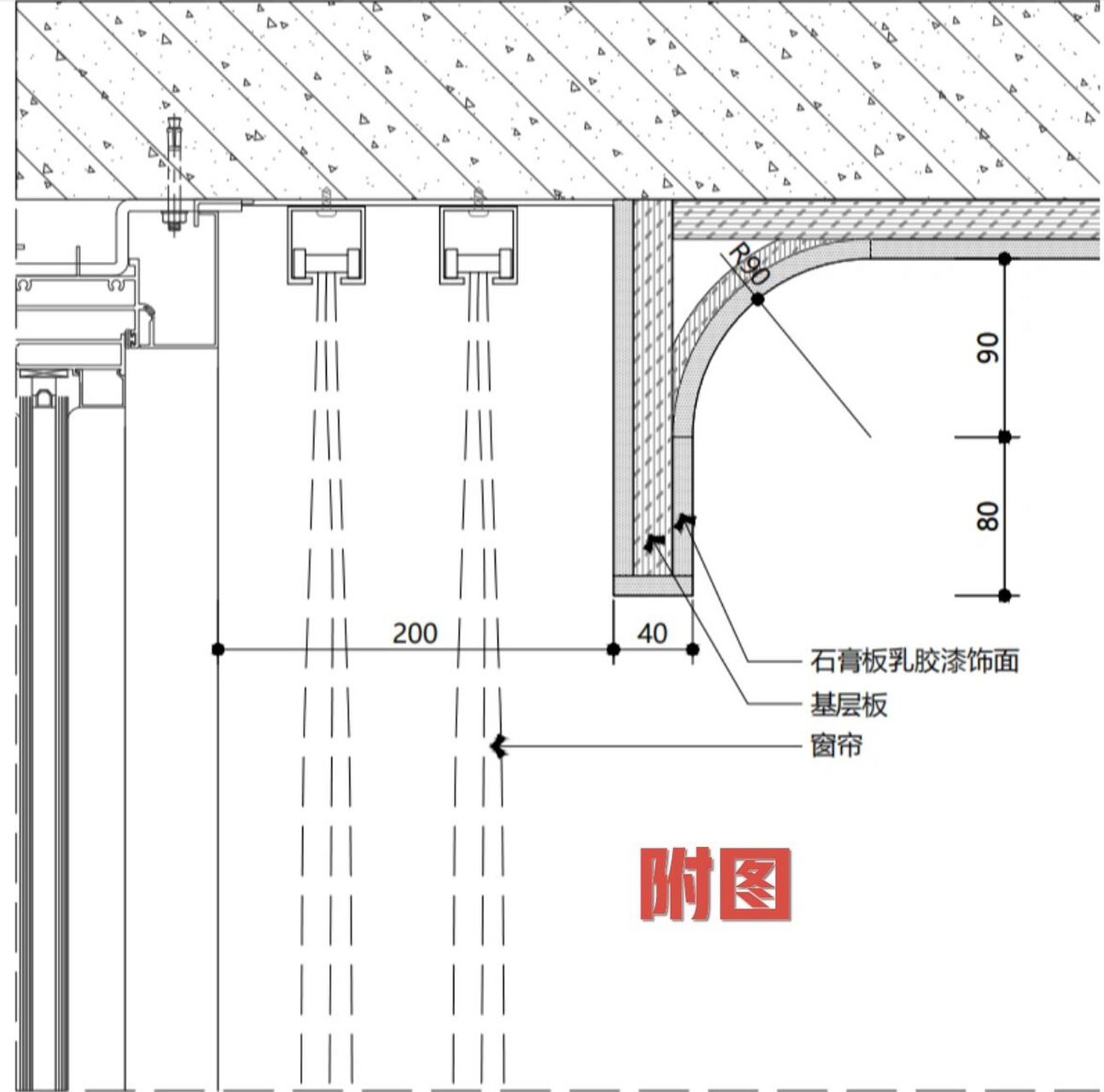 窗帘盒平面图图片