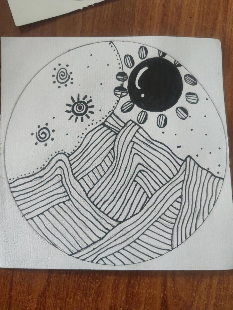 点线面构成图之春夏秋冬 15×15cm的素描纸,勾线笔,成系列的图画,又是