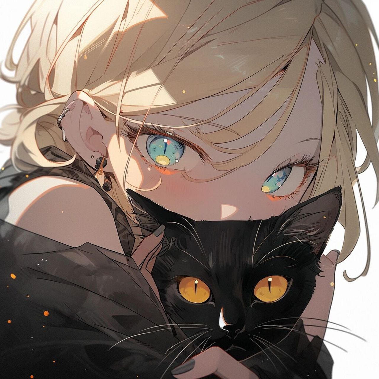 少女和她的黑猫警长来福🐱 治愈系氛围感少女头像 小坏猫!我生气喽