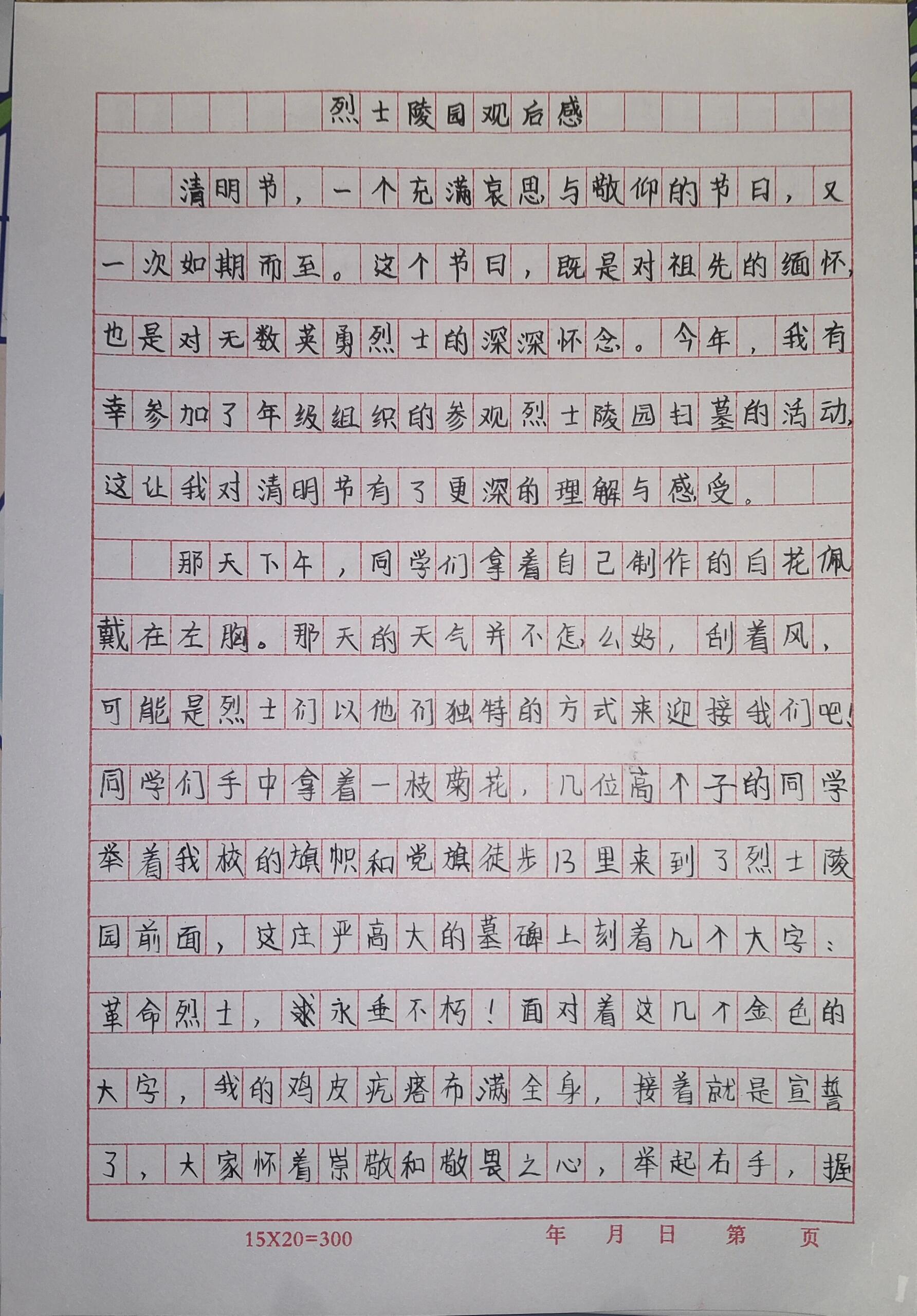 烈士陵园观后感 600字左右