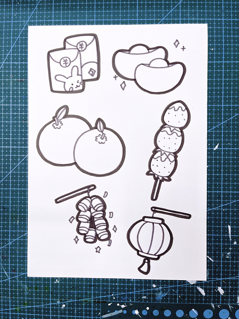 喜气洋洋迎新年 万事大橘(橘子简笔画) 福禄双全(糖葫芦简笔画) 金