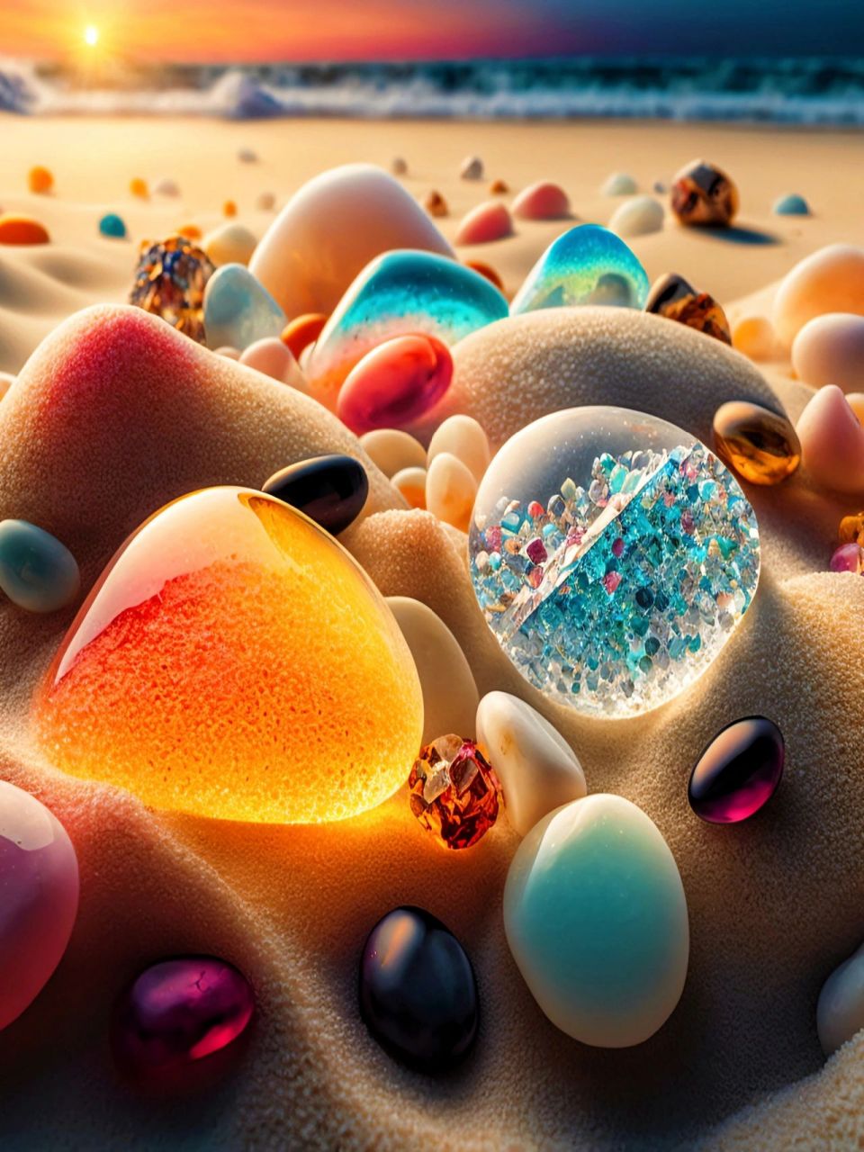 沙滩七彩石头 "被艾特看七彩石是一件非常幸福又浪漫的事″所有美好