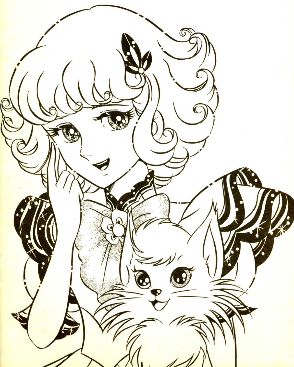 一组可爱的日本动画片《花仙子》94花の子ルンルン 填色本内页 画风