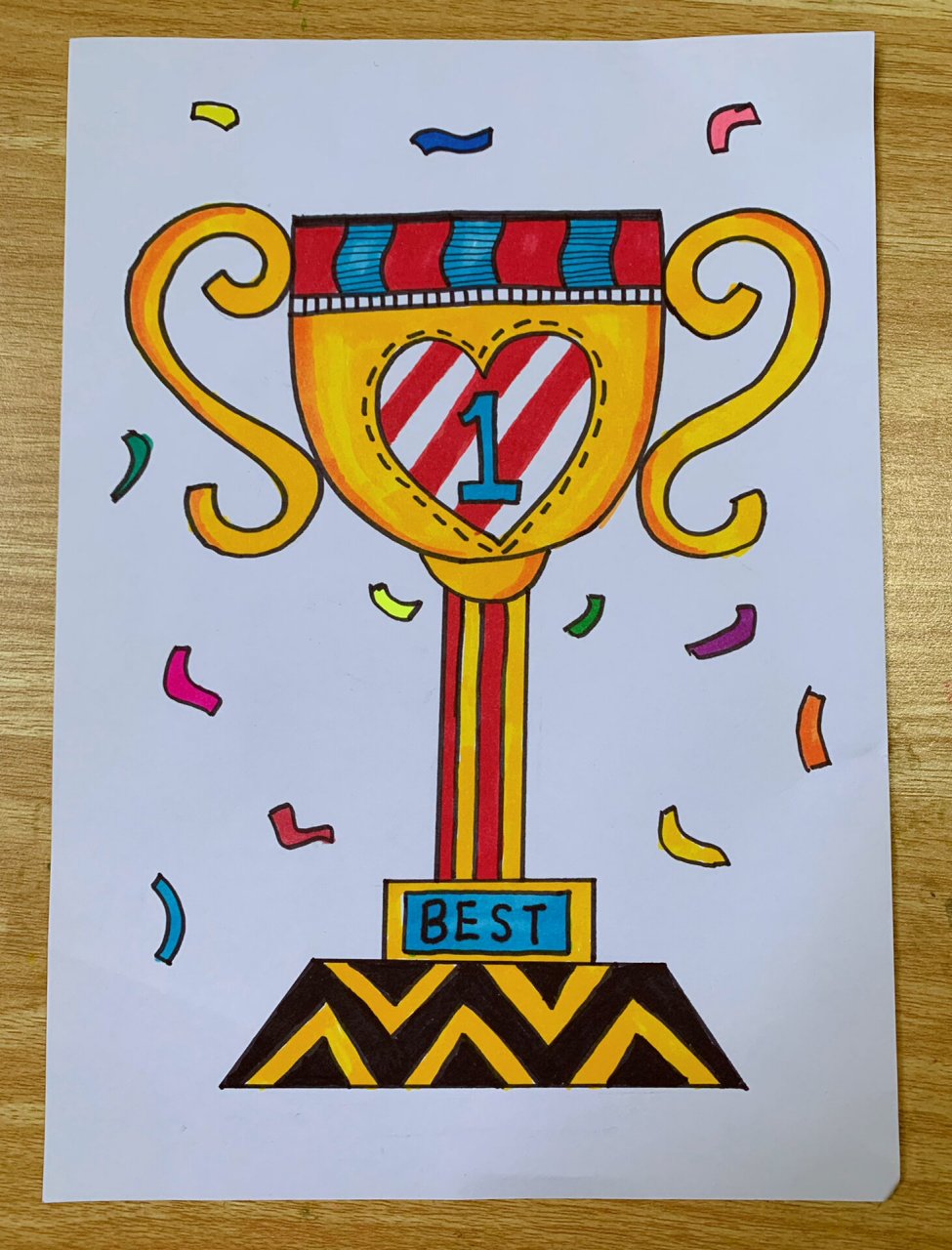 儿童美术96简笔画 儿童美术96适合3-6岁的宝贝,作品:奖杯96马克