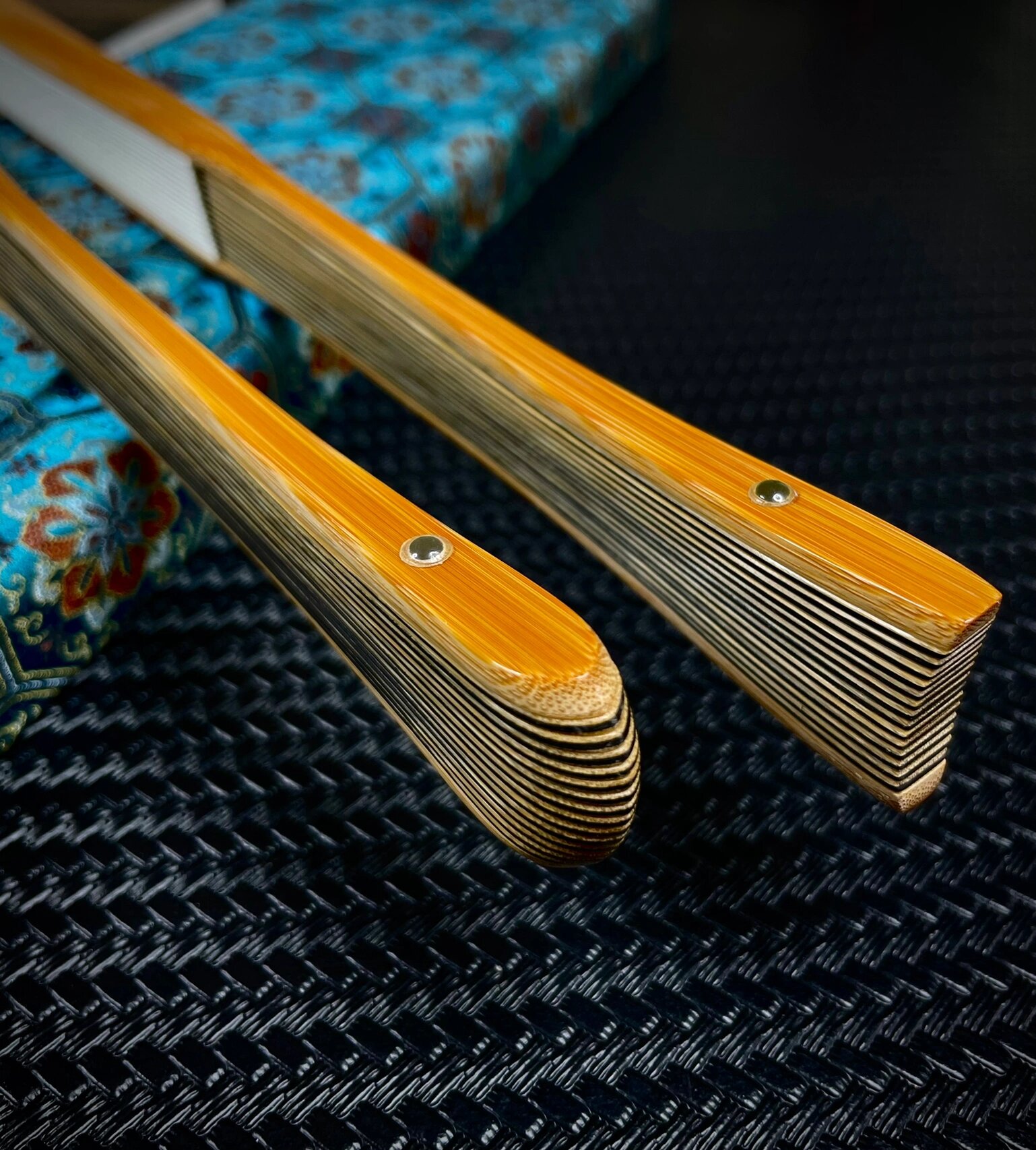 极致工艺～三合青折扇 胡五一老师精制 老料玉竹三合青折扇 九五寸