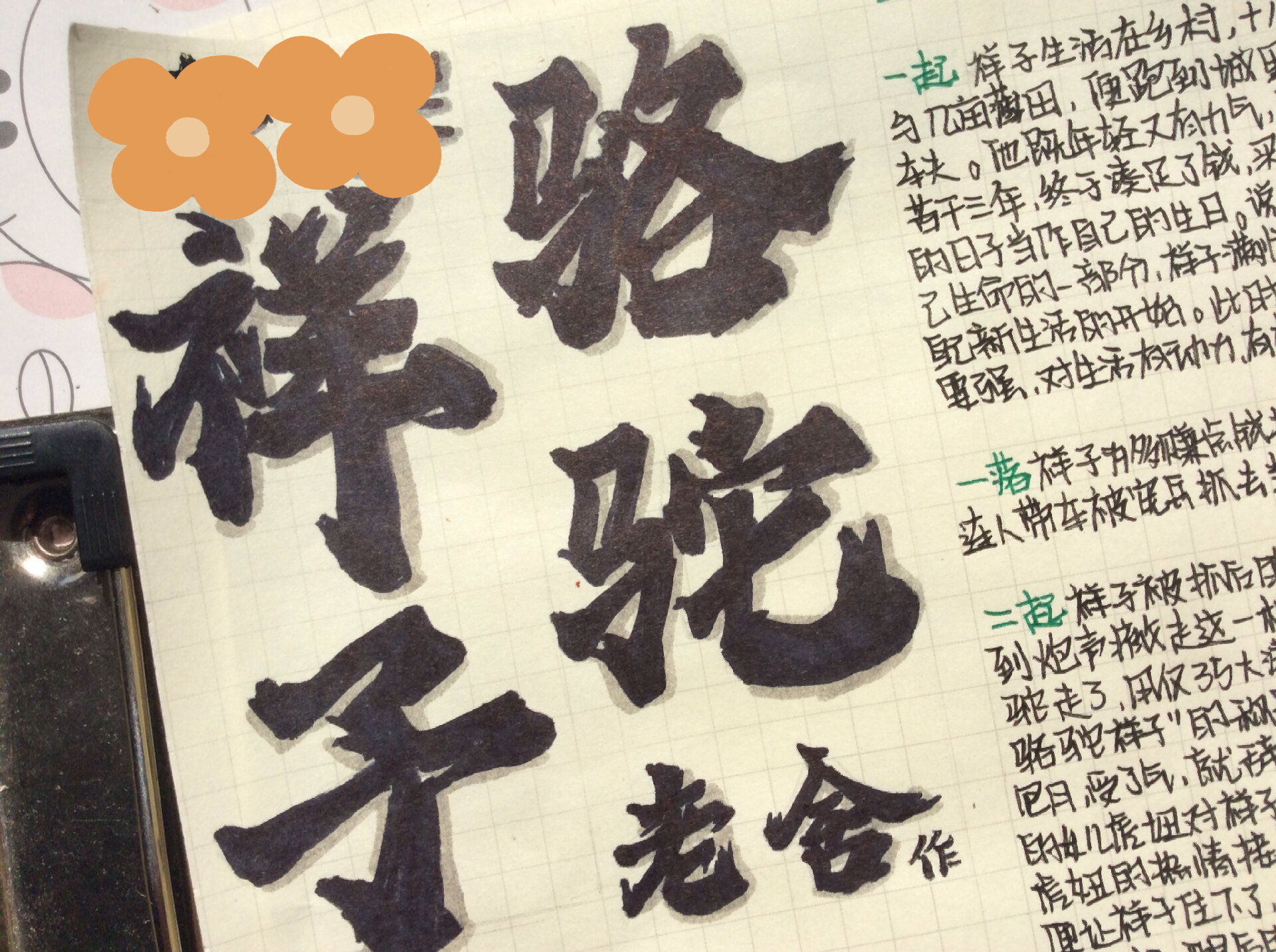 《骆驼祥子》老舍 手抄报 字丑不喜勿喷,谢谢🙏 七年级新生一枚 不