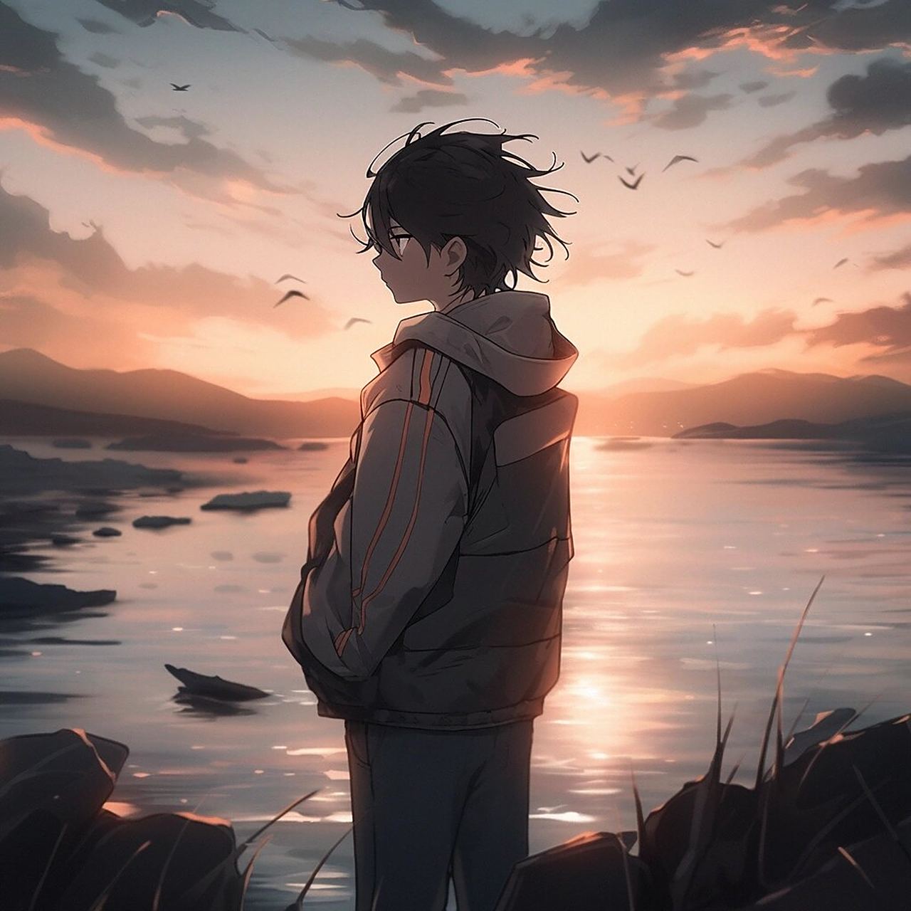 "日落尤其温柔,人间皆是浪漫"92 男生帅气动漫头像91