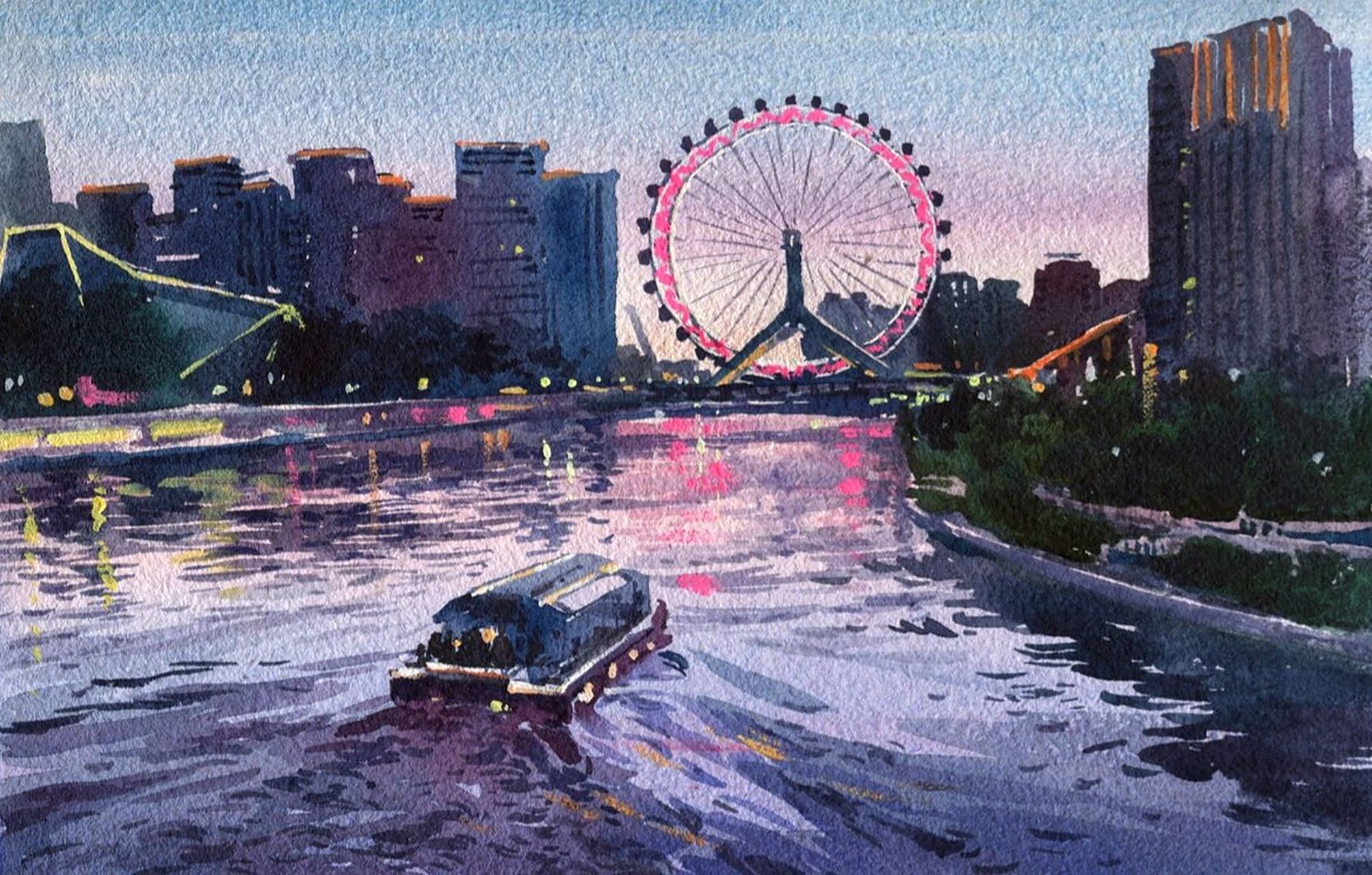 【绘画日常】水彩|天津之眼