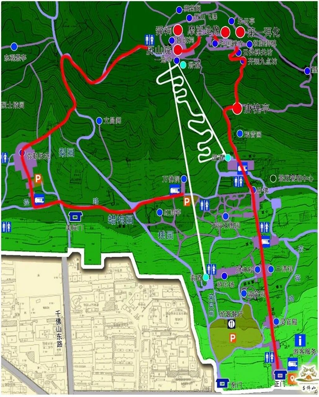 千佛山游览路线示意图图片