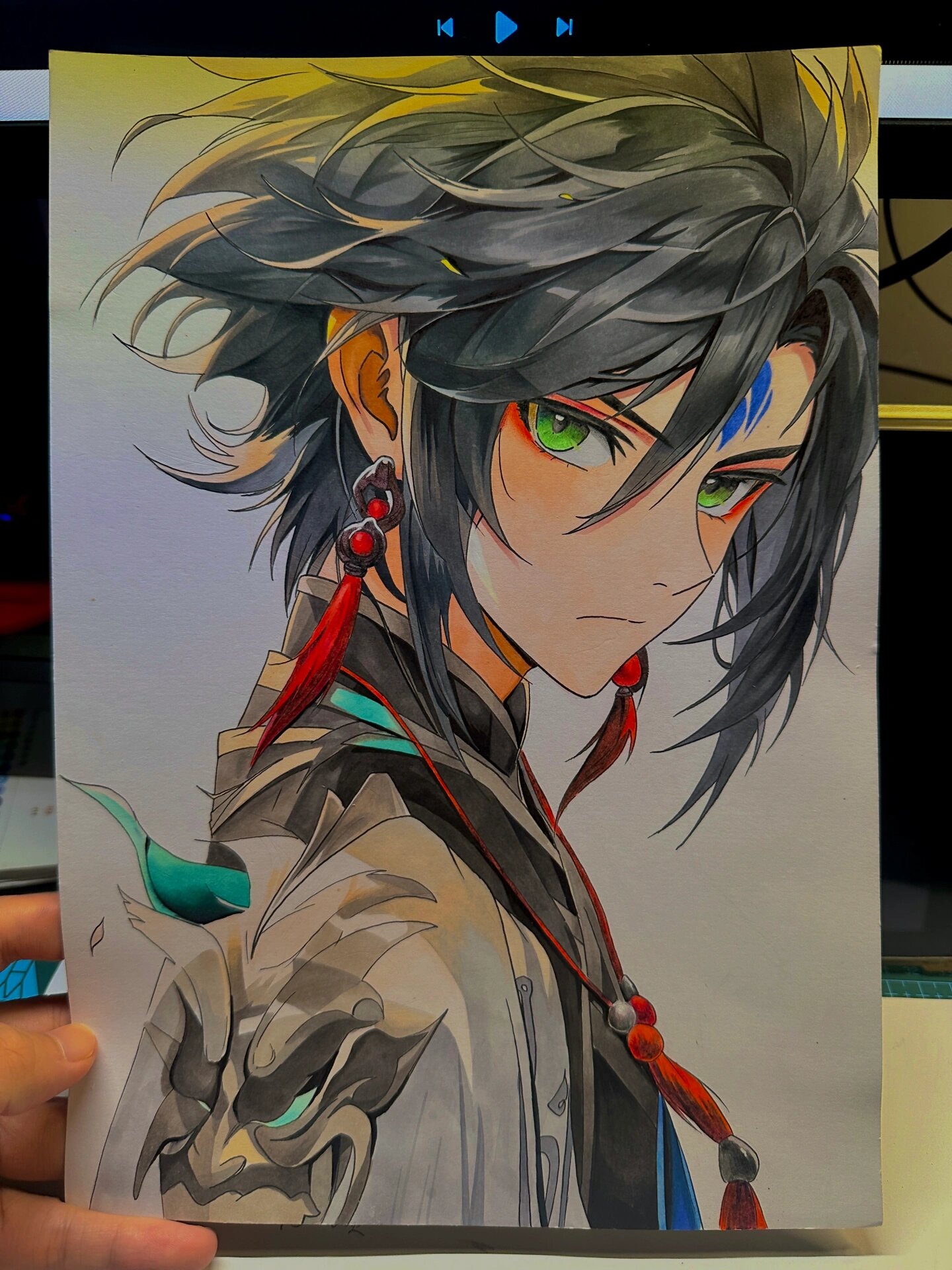 原神魈 纯手绘| 马克笔 彩铅上色步骤