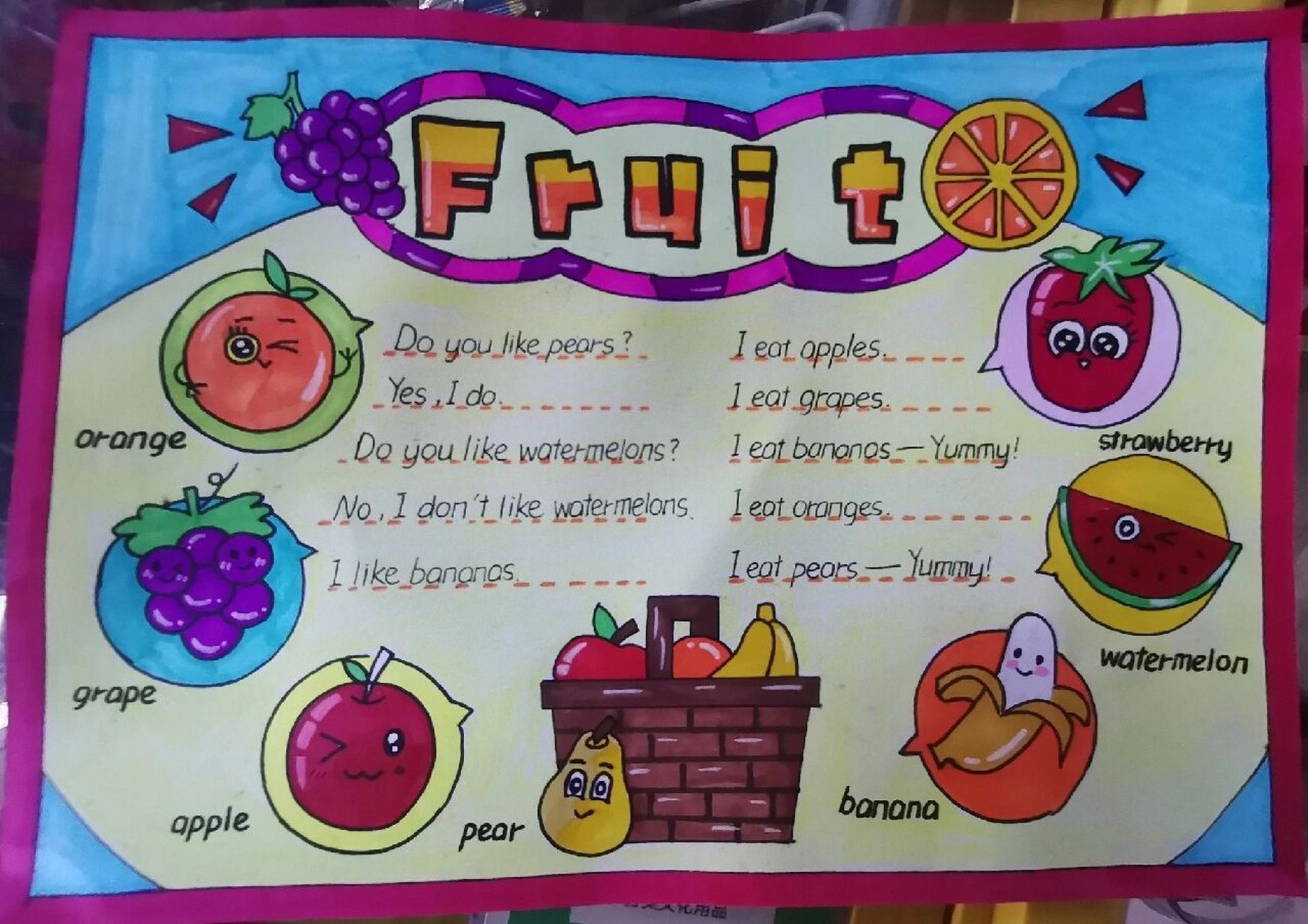 三年级下册英语第五单元水果小报