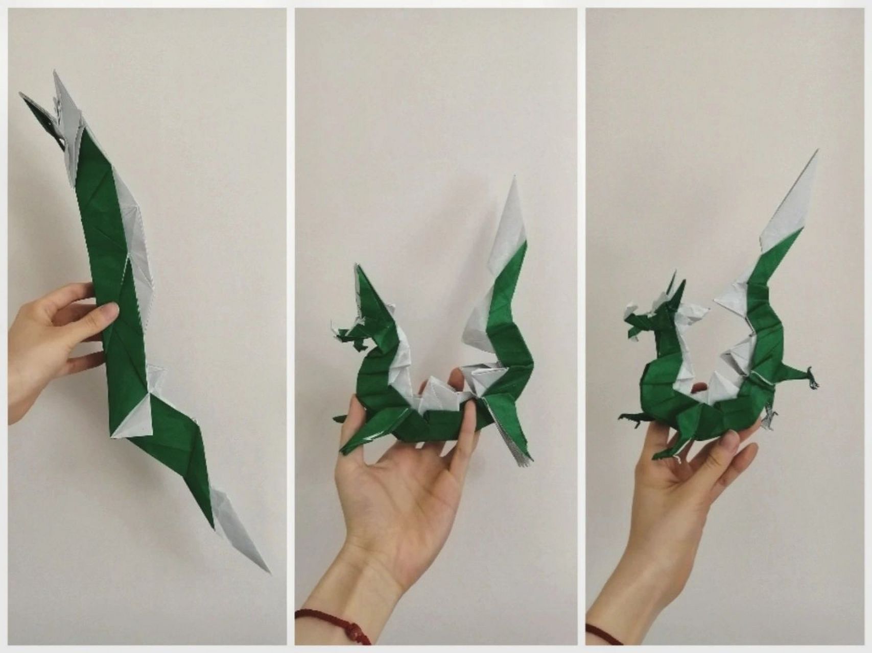 折纸四象-青龙 青龙代表木和东 由一张60cm×60cm的双色纸折成