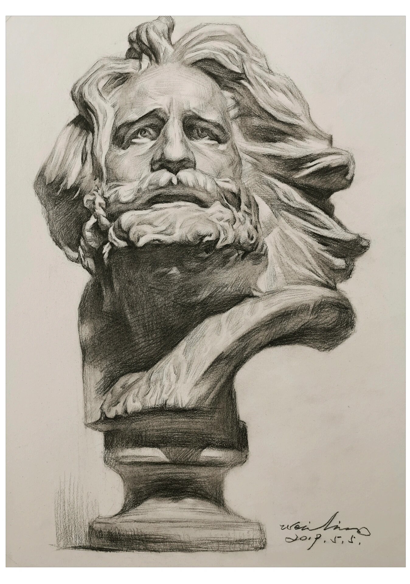 素描石膏像《马赛》多角度