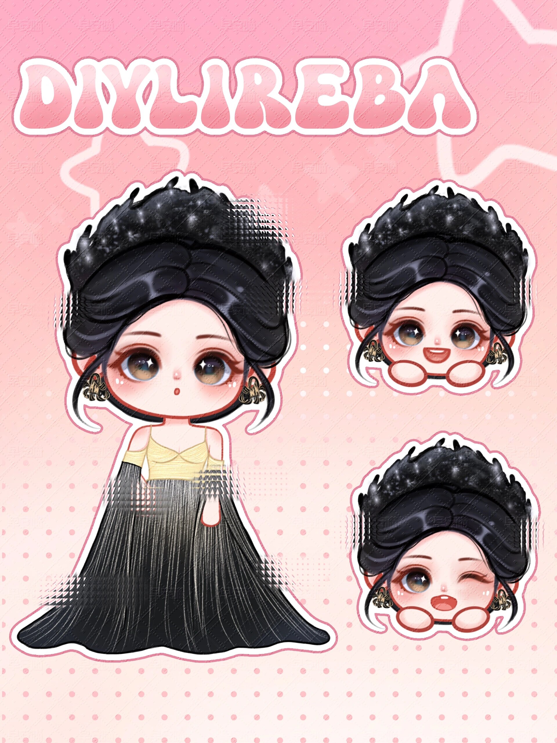 画100个qq人(11/100)热巴 公主热巴～ 	 #迪丽热巴# #q版# #贴纸# #立