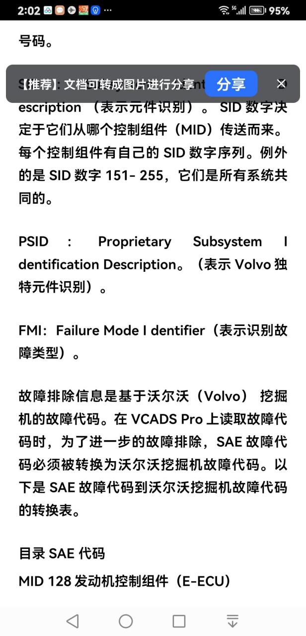 沃尔沃挖掘机故障代码图片