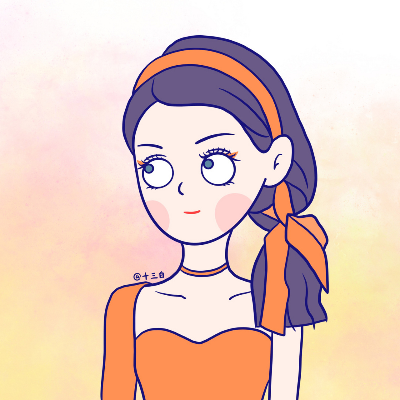 戴发箍的女孩闺蜜团 姐妹女生头像系列插画 九色女生 你喜欢哪一位