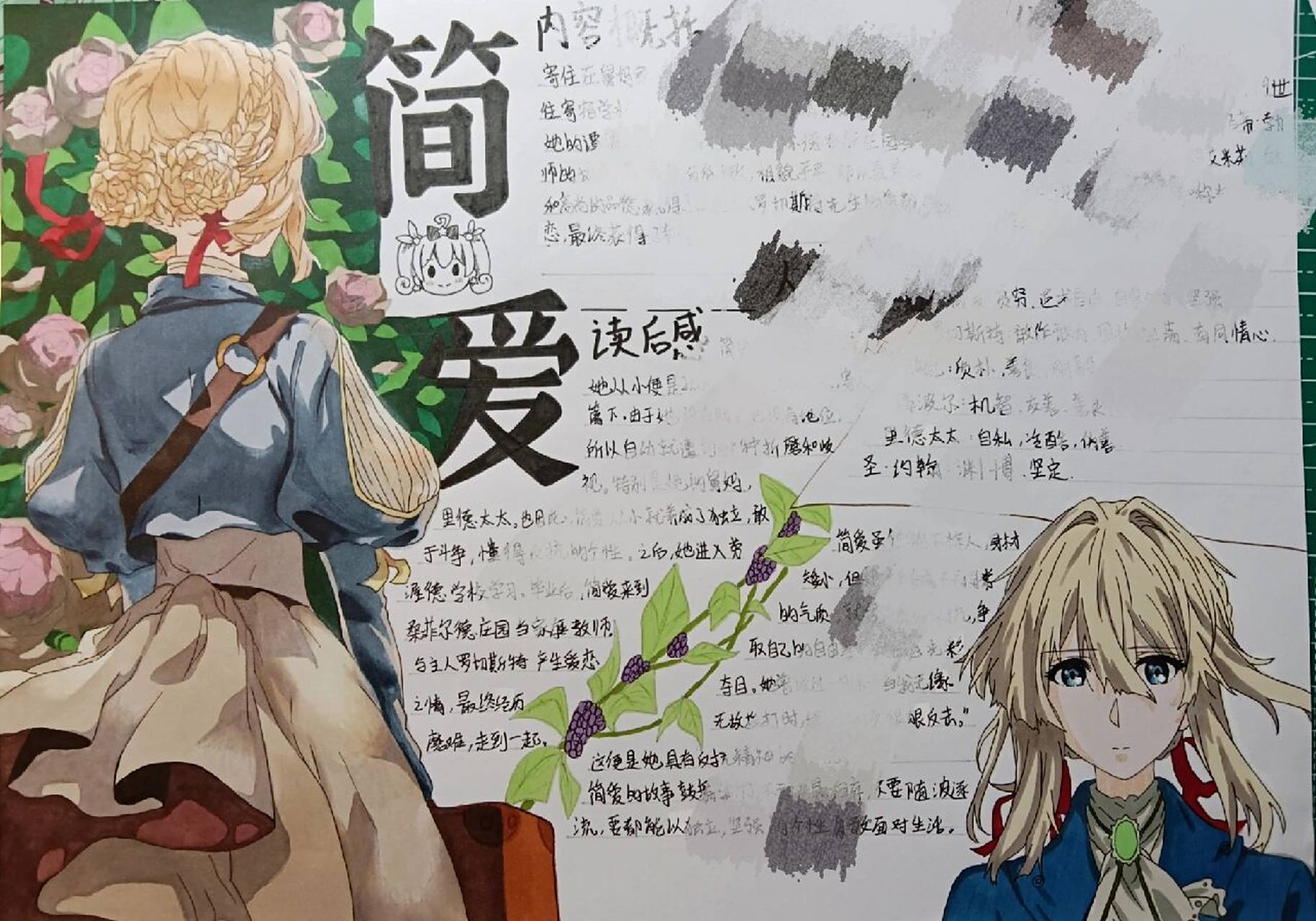 简爱主题手抄报79 字不咋好看,就糊掉啦,人物画了好久唉.