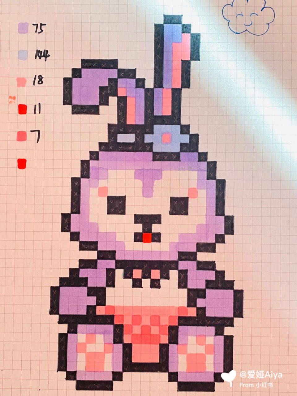 爱上像素画54|可爱的星黛露 b5网格本 临摹非原创