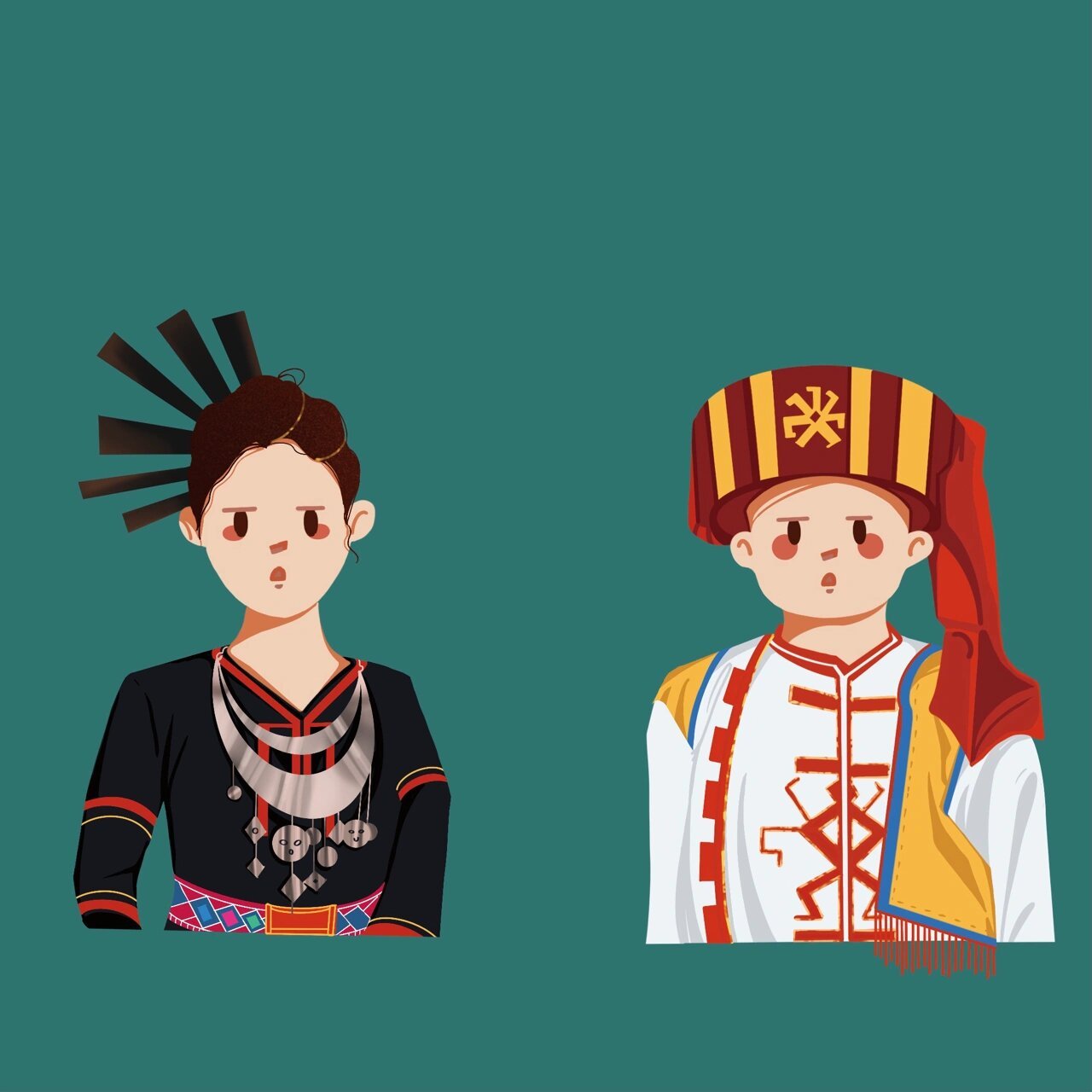 黎族人物服饰插画