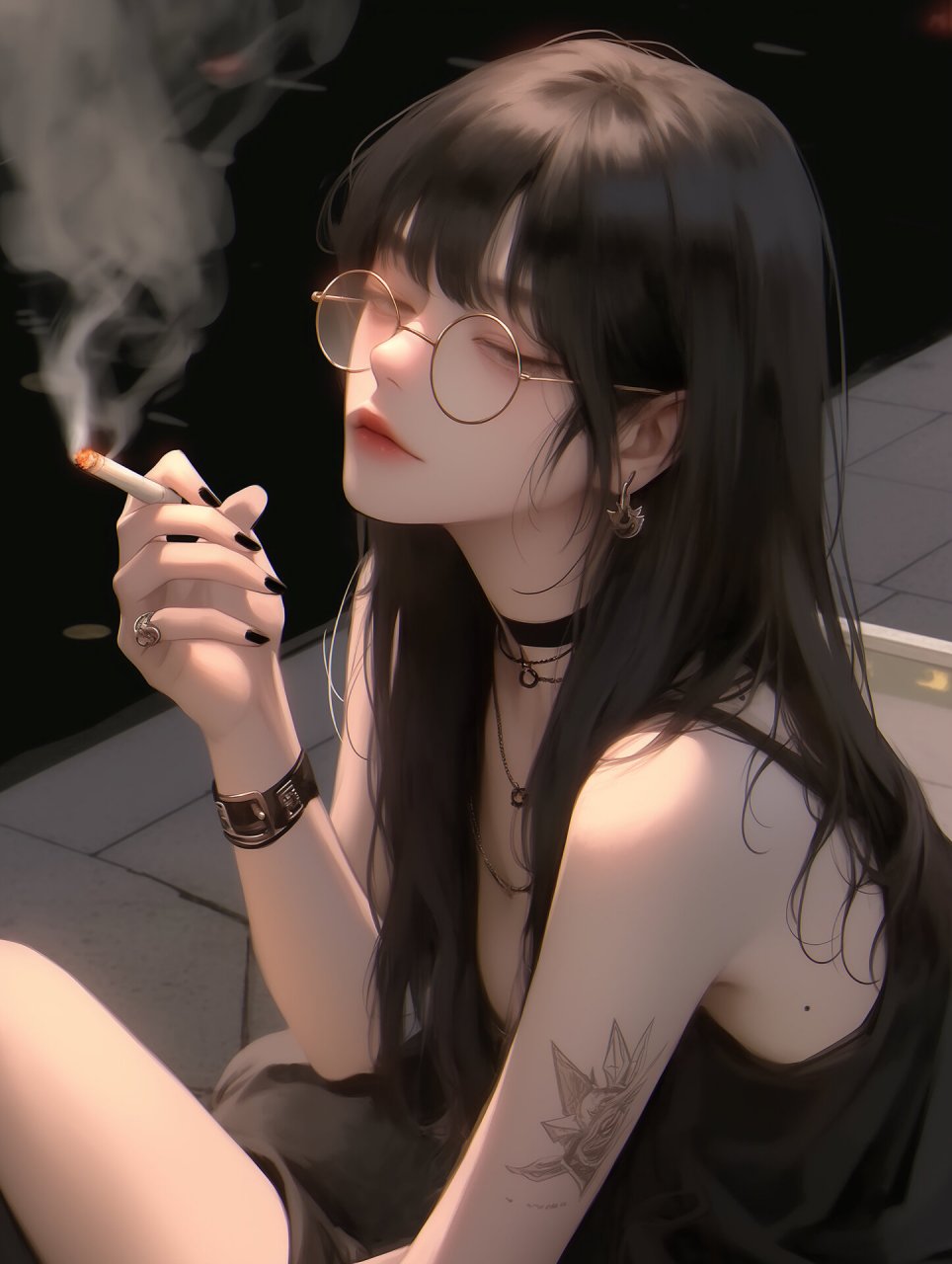 痞里痞气的吸烟女头,爱住这个feel 吸烟有害颜值0